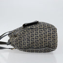 FENDI Zucchino Canvas Hand Bag Navy Silver Auth am9266-4