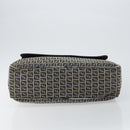 FENDI Zucchino Canvas Hand Bag Navy Silver Auth am9266-5