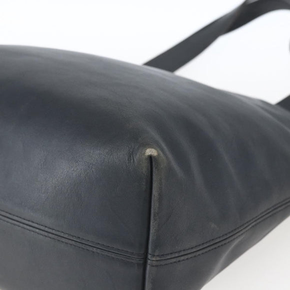 Coach Tote Bag Leather Black Gold Auth am9267