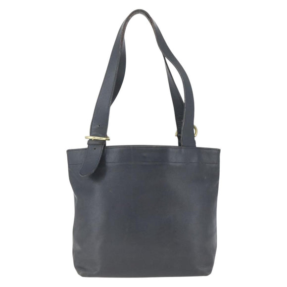 Coach Tote Bag Leather Black Gold Auth am9267