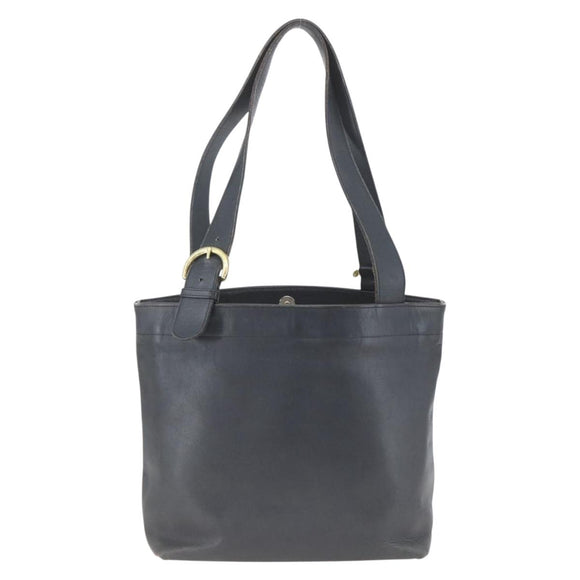 Coach Tote Bag Leather Black Gold Auth am9267