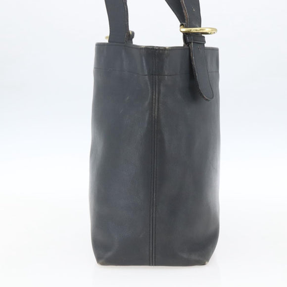 Coach Tote Bag Leather Black Gold Auth am9267