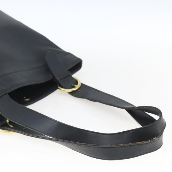 Coach Tote Bag Leather Black Gold Auth am9267