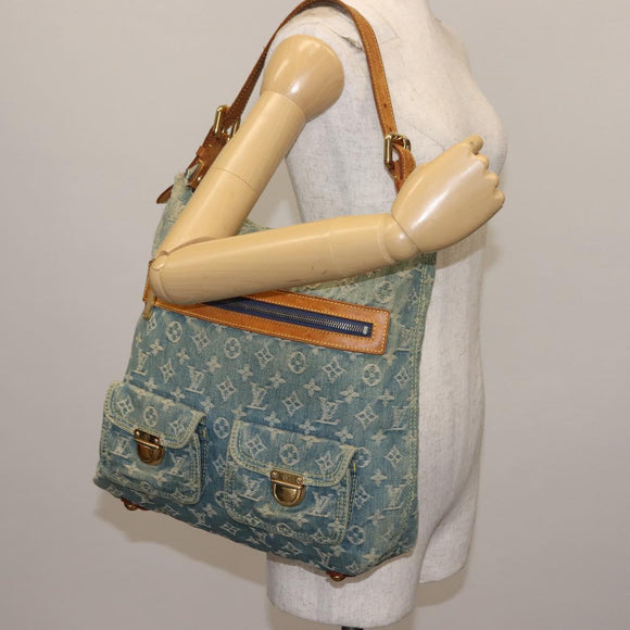 LOUIS VUITTON Monogram Denim Buggy GM Shoulder Bag Blue M95048 LV Auth am9268