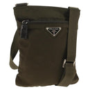 PRADA Pouch Shoulder Bag Nylon Khaki Silver Auth am9274V-1