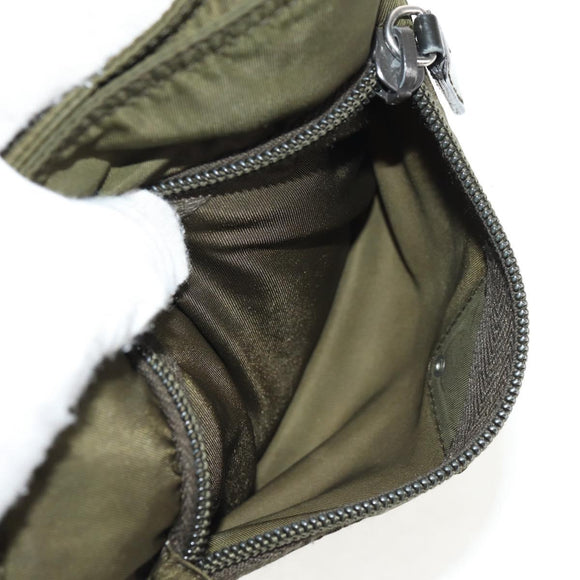 PRADA Pouch Shoulder Bag Nylon Khaki Silver Auth am9274V