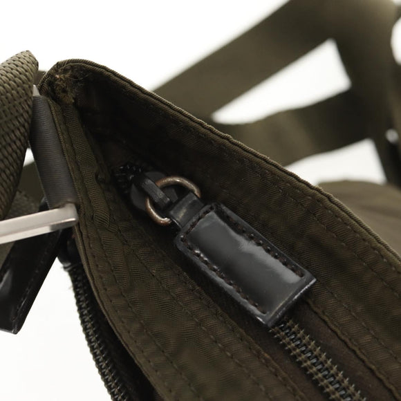 PRADA Pouch Shoulder Bag Nylon Khaki Silver Auth am9274V