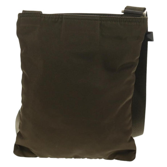 PRADA Pouch Shoulder Bag Nylon Khaki Silver Auth am9274V