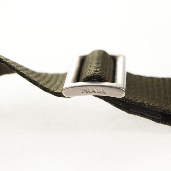 PRADA Pouch Shoulder Bag Nylon Khaki Silver Auth am9274V