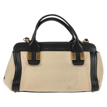 Chloe Little Alice Hand Bag Leather 2way Beige Gold Auth am9275 - 0