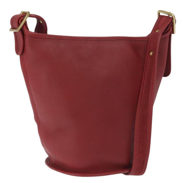 Coach Shoulder Bag Leather Red Gold Auth am9276