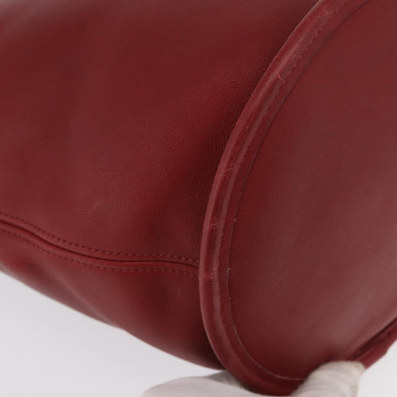 Coach Shoulder Bag Leather Red Gold Auth am9276
