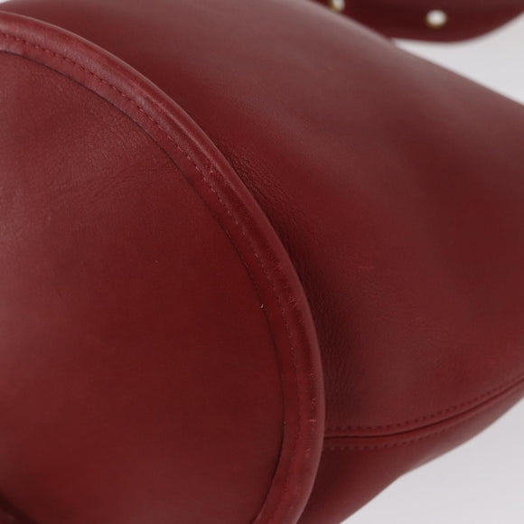 Coach Shoulder Bag Leather Red Gold Auth am9276
