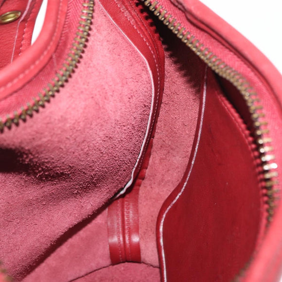 Coach Shoulder Bag Leather Red Gold Auth am9276