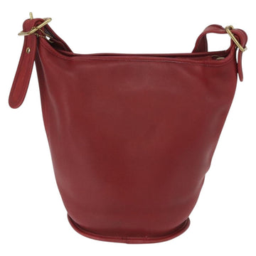 Coach Shoulder Bag Leather Red Gold Auth am9276 - 0