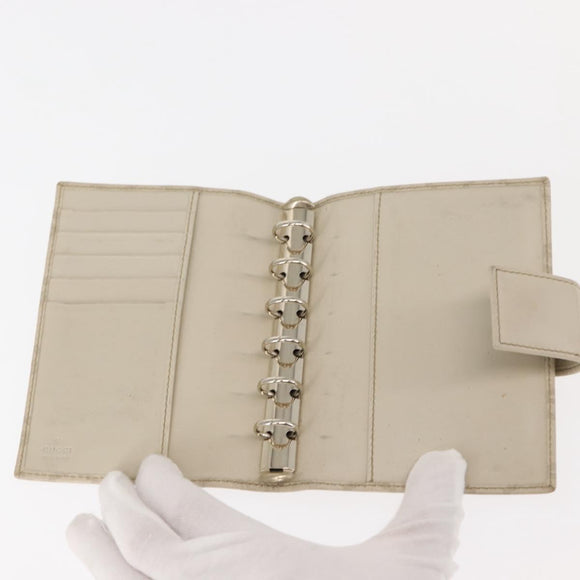 GUCCI GG Canvas Guccissima Day Planner Cover Leather White 115240 Auth am9285