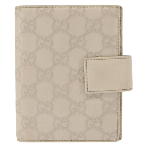 GUCCI GG Canvas Guccissima Day Planner Cover Leather White 115240 Auth am9285