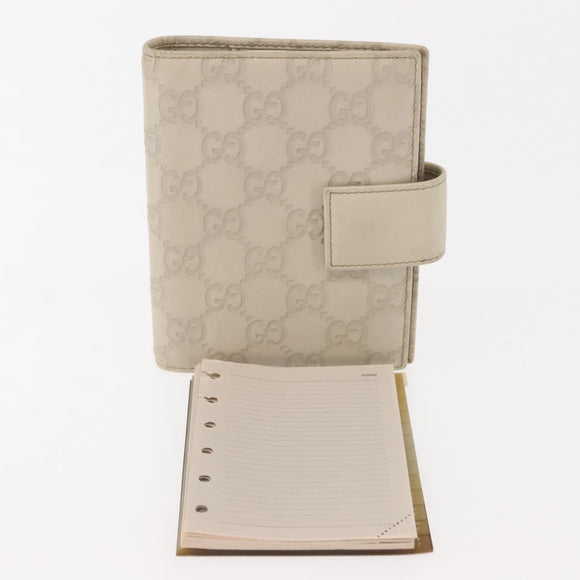 GUCCI GG Canvas Guccissima Day Planner Cover Leather White 115240 Auth am9285