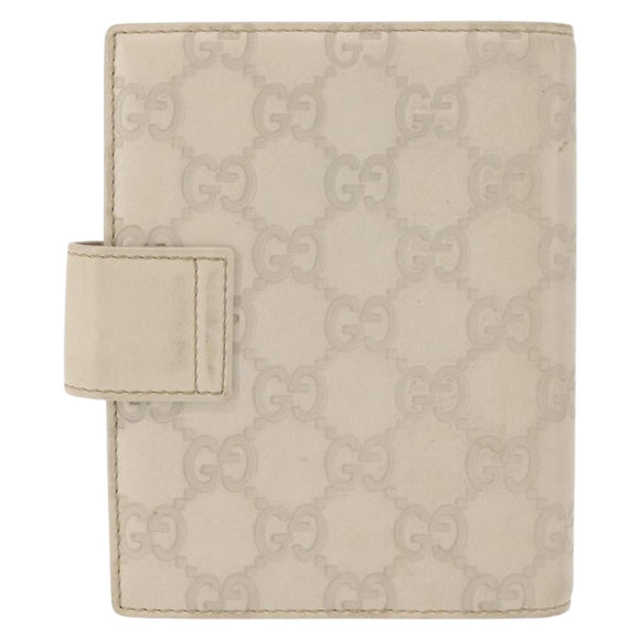 GUCCI GG Canvas Guccissima Day Planner Cover Leather White 115240 Auth am9285