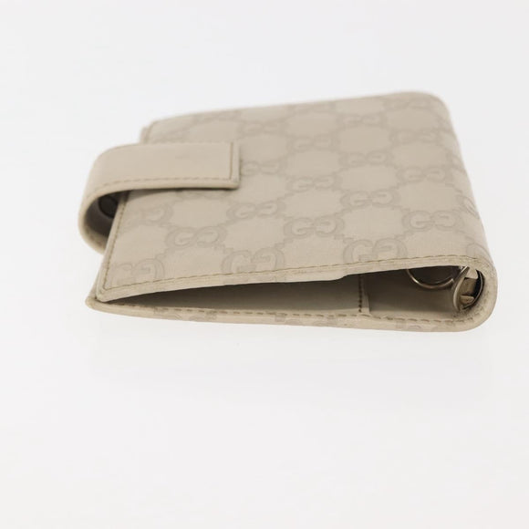 GUCCI GG Canvas Guccissima Day Planner Cover Leather White 115240 Auth am9285