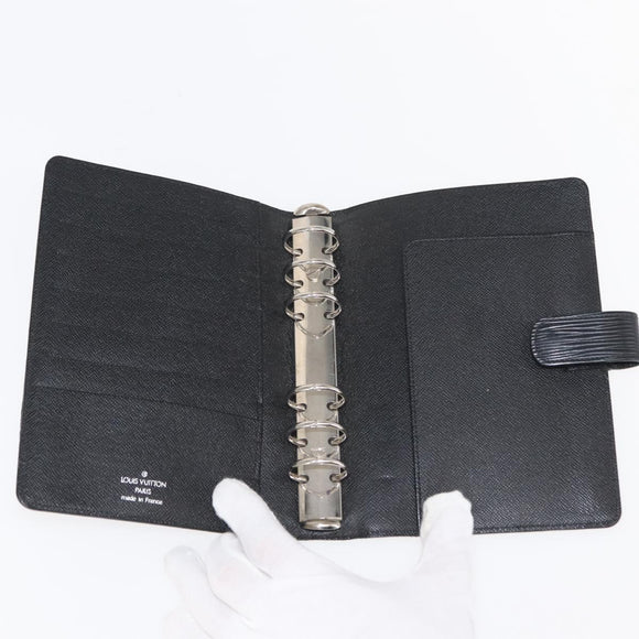 LOUIS VUITTON Epi Agenda MM Day Planner Cover Black R20042 LV Auth am9288