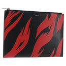 SAINT LAURENT Clutch Bag Leather Black Silver Auth am9294-1