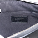 SAINT LAURENT Clutch Bag Leather Black Silver Auth am9294-9