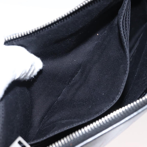 SAINT LAURENT Clutch Bag Leather Black Silver Auth am9294