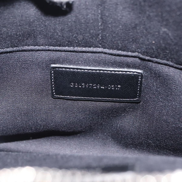 SAINT LAURENT Clutch Bag Leather Black Silver Auth am9294