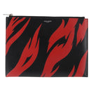 SAINT LAURENT Clutch Bag Leather Black Silver Auth am9294-13