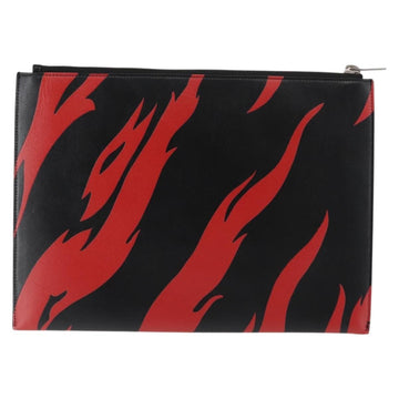 SAINT LAURENT Clutch Bag Leather Black Silver Auth am9294 - 0