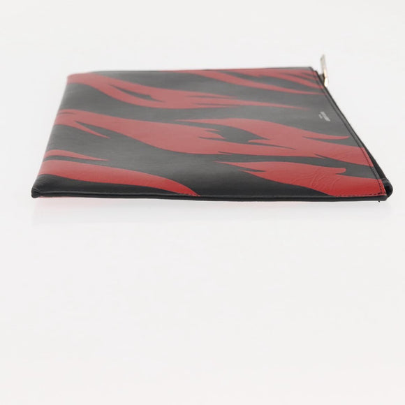 SAINT LAURENT Clutch Bag Leather Black Silver Auth am9294