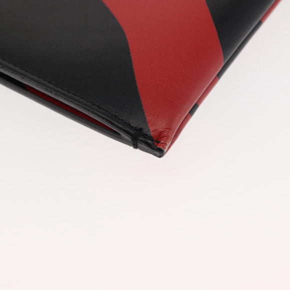 SAINT LAURENT Clutch Bag Leather Black Silver Auth am9294