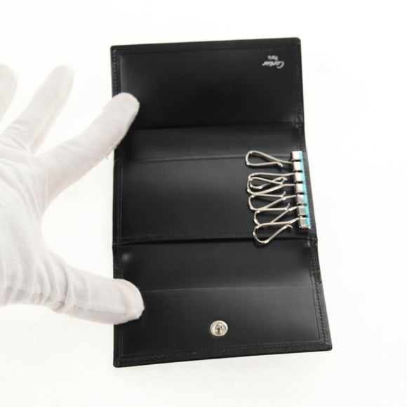 CARTIER Key Case Leather Black Auth am9296V