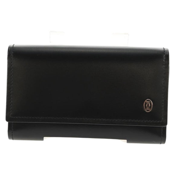 CARTIER Key Case Leather Black Auth am9296V