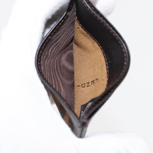 FENDI Zucca Canvas Card Case Black Brown Auth am9297