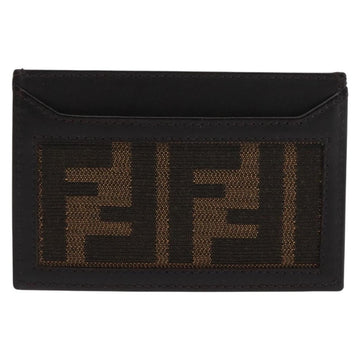 FENDI Zucca Canvas Card Case Black Brown Auth am9297 - 0