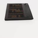 FENDI Zucca Canvas Card Case Black Brown Auth am9297-3
