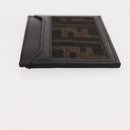 FENDI Zucca Canvas Card Case Black Brown Auth am9297-4