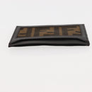 FENDI Zucca Canvas Card Case Black Brown Auth am9297-5