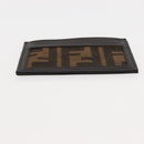 FENDI Zucca Canvas Card Case Black Brown Auth am9297-6