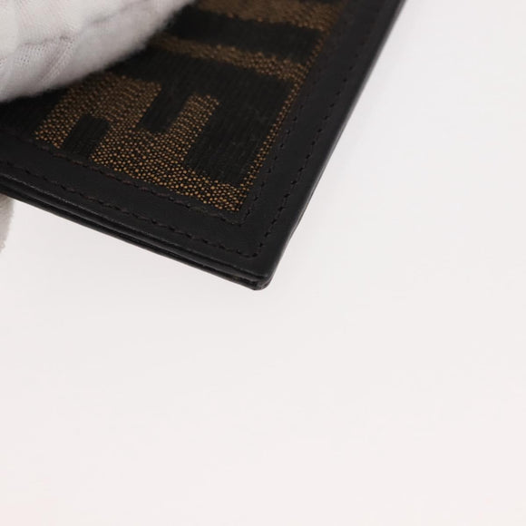 FENDI Zucca Canvas Card Case Black Brown Auth am9297