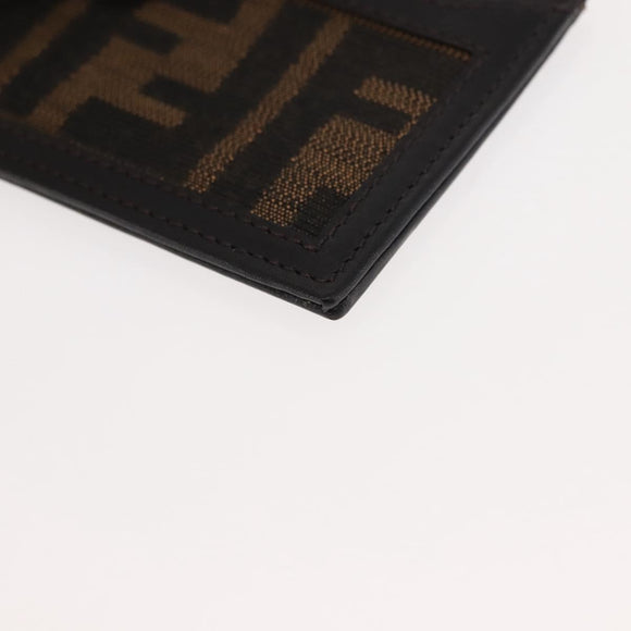 FENDI Zucca Canvas Card Case Black Brown Auth am9297