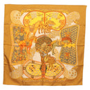 HERMES Carre 90 Scarf ""ART des STEPPES"" Silk Brown Auth am9303-1