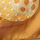 HERMES Carre 90 Scarf ""ART des STEPPES"" Silk Brown Auth am9303-11