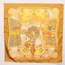 HERMES Carre 90 Scarf ""ART des STEPPES"" Silk Brown Auth am9303-14