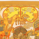 HERMES Carre 90 Scarf ""ART des STEPPES"" Silk Brown Auth am9303-3