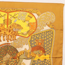 HERMES Carre 90 Scarf ""ART des STEPPES"" Silk Brown Auth am9303-4