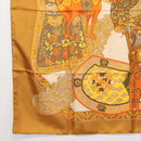 HERMES Carre 90 Scarf ""ART des STEPPES"" Silk Brown Auth am9303-8