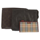 Burberrys Louis Vuitton Monogram Clutch Tas PVC Vintage 3 Set Beige Auth am9305-1